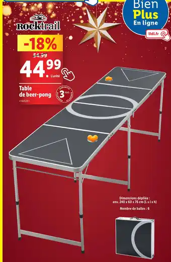 Lidl ROCKTRAIL Table de beer-pong offre