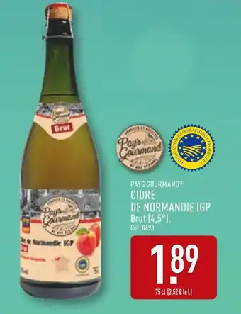 ALDI Pays Gourmand Cidre de Normandie IGP Brut (4,5°) offre