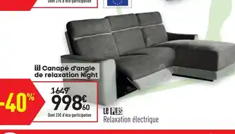 Conforama Canapé d'angle de relaxation Night offre