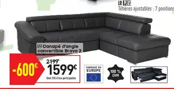 Conforama Canapé d'angle convertible Bravo 2 offre