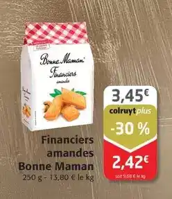 Colruyt Bonne maman - financiers amandes offre