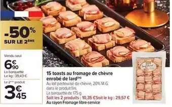 Carrefour Fini - 15 toasts au fromage de chèvre offre