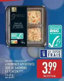 ALDI 4 verrines aperitives duo de saumons et tzatziki offre