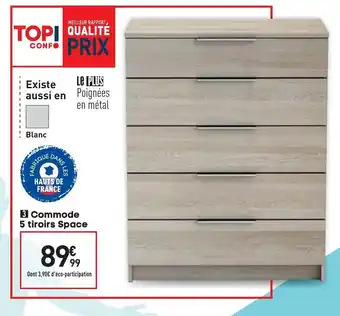 Conforama Commode 5 tiroirs Space offre