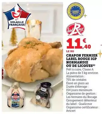 U Express Label rouge - chapon fermier igp normandie ou de licques offre