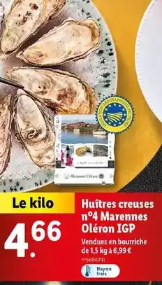 Lidl Huîtres marennes oleron - huîtres creuses n°4 igp offre