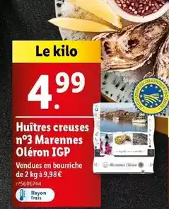 Lidl Huîtres marennes oléron - huîtres creuses n°3 igp offre