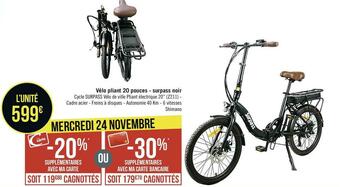 Géant Casino Vélo pliant 20 pouces - surpass noir offre