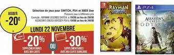 Géant Casino Nintendo / sony bon plan sur la sélection de jeux pour switch, ps4 et xbox one offre