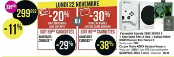 Géant Casino Xbox l’ensemble console xbox series s + xbox game pass 3 mois + casque filaire konix console xbox series s offre