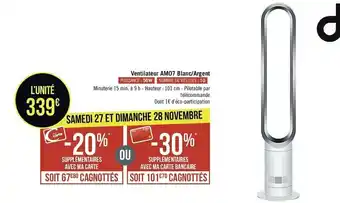 Dyson ventilateur am07 blanc/argent