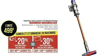 Géant Casino Dyson aspirateur balai cyclone v10 absolute orange offre
