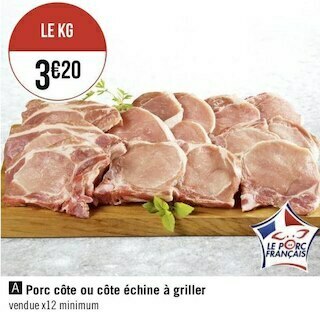 Géant Casino Porc côte ou côte échine à griller offre