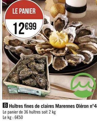Géant Casino Huîtres fines de claires marennes oléron n°4 offre