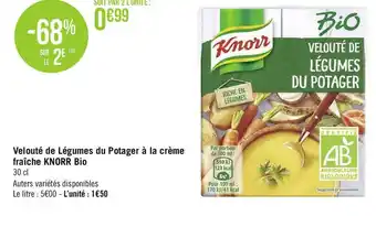 Géant Casino Knorr velouté de légumes du potager à la crème fraîche bio offre