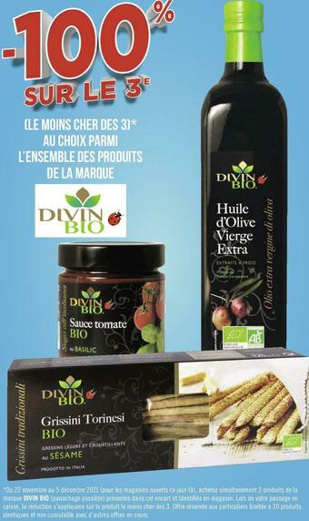 Géant Casino Divin bio bon plan au choix parmi l’ensemble des produits de la marque divin bio offre