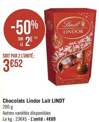 Géant Casino Lindt chocolats lindor lait offre