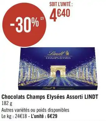 Chocolats champs elysées assorti lindt
