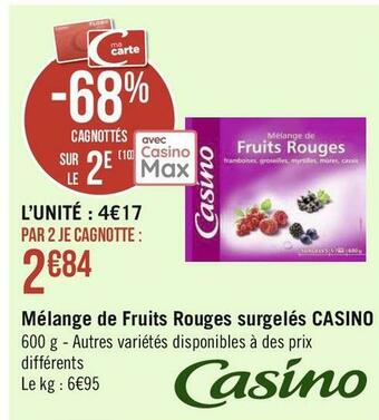 Géant Casino Casino mélange de fruits rouges surgelés offre