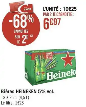 Heineken bières 5% vol.
