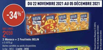 Géant Casino Belin 3 monaco + 2 feuilletés offre