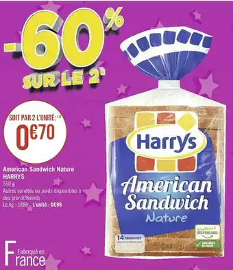 Géant Casino Harry's american sandwich nature offre