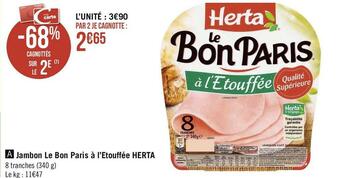 Herta jambon le bon paris au torchon