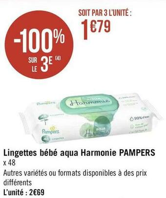 Pampers lingettes bébé aqua harmonie