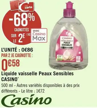 Géant Casino Casino liquide vaisselle peaux sensibles offre