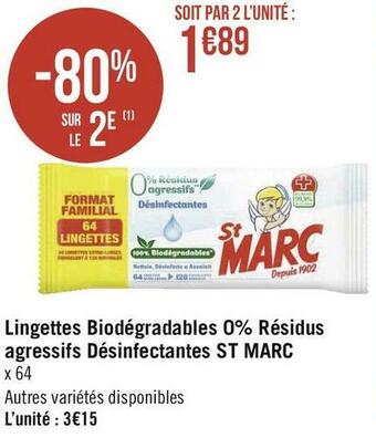St marc lingettes biodégradables 0% résidus agressifs désinfectantes