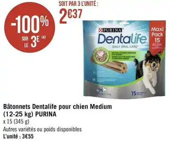 Géant Casino Purina bâtonnets dentalife pour chien medium (12-25 kg) offre