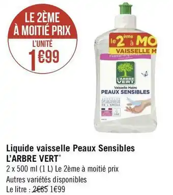 Géant Casino L’arbre vert liquide vaisselle peaux sensibles* offre