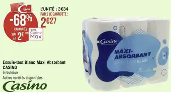 Géant Casino Casino essuie-tout blanc maxi absorbant offre