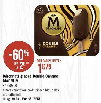 Géant Casino Magnum bâtonnets glacés double caramel offre