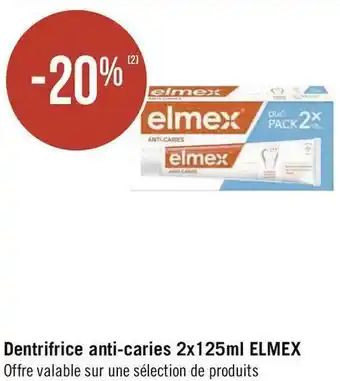 Géant Casino Elmex bon plan sur le dentrifrice anti-caries 2x125ml de la marque elmex offre
