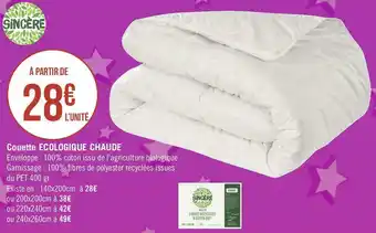 Sincère couette ecologique chaude
