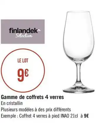 Géant Casino Finlandek gamme de coffrets 4 verres offre