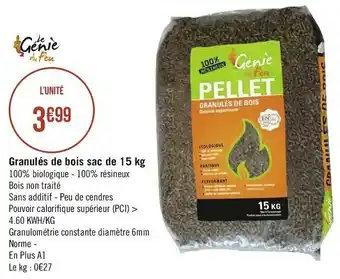 Géant Casino Granulés de bois sac de 15 kg offre