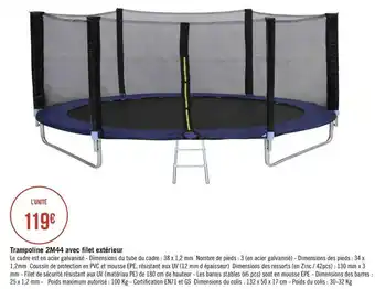 Trampoline 2m44 avec filet extérieur