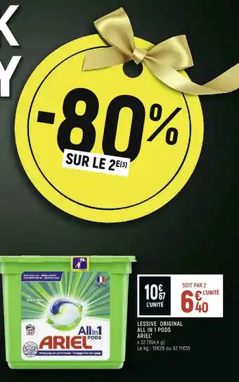 Vival Ariel lessive original all in 1 pods* offre