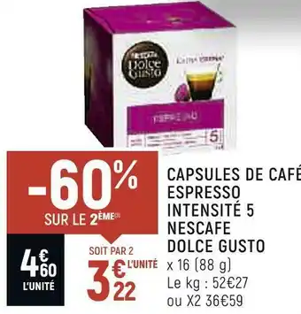 Nescafe capsules de café espresso intensité 5 dolce gusto