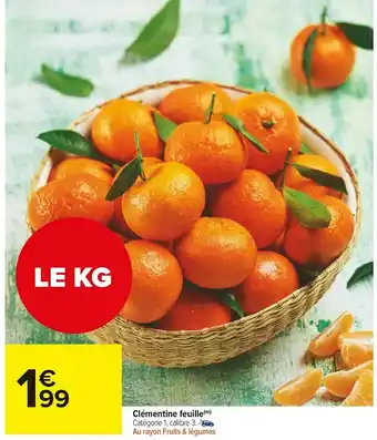 Carrefour Market Clémentine feuille offre