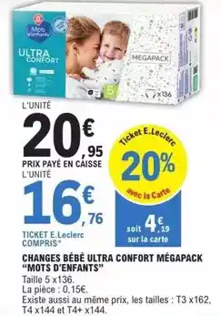 E.Leclerc E.leclerc - changes bebe ultra confort mégapack offre