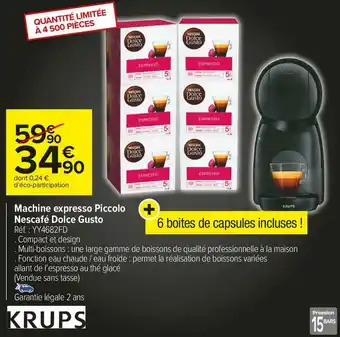 Krups / nescafé machine expresso piccolo dolce gusto