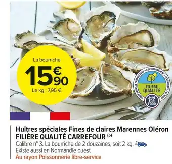 Carrefour Market Filière qualité carrefour huîtres spéciales fines de claires marennes oléron offre