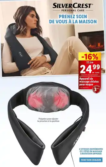 Lidl Silvercrest - appareil de massage shiatsu pour nuque offre