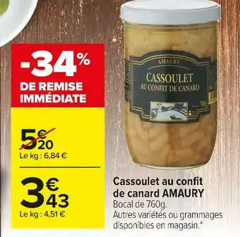 Carrefour Market Amaury cassoulet au confit de canard offre