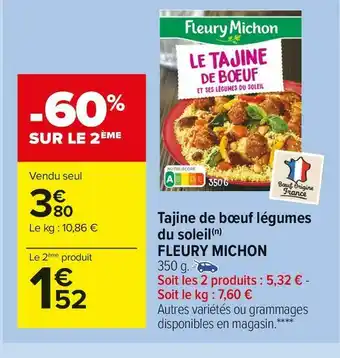 Carrefour Market Fleury michon tajine de bœuf légumes du soleil offre