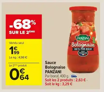 Carrefour Market Panzani sauce bolognaise offre