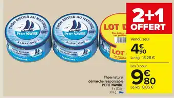 Carrefour Market Petit navire thon naturel démarche responsable offre